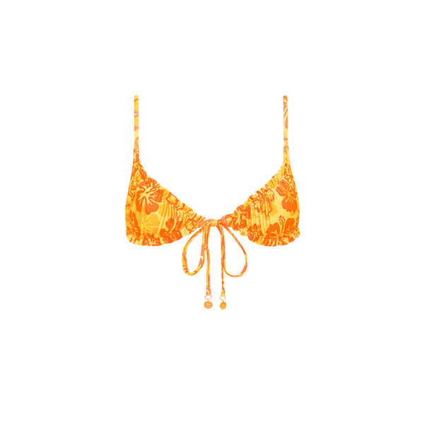 Ruched Bralette Bikini Top - Tangerine Dreams