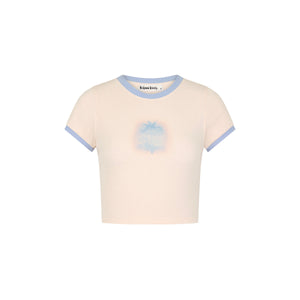 Printed Crop Baby Tee - Salt Breeze