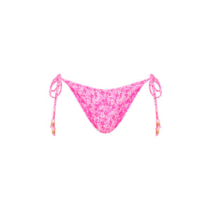 Dipped Cheeky Tie Bikini Bottom - Berry Burst