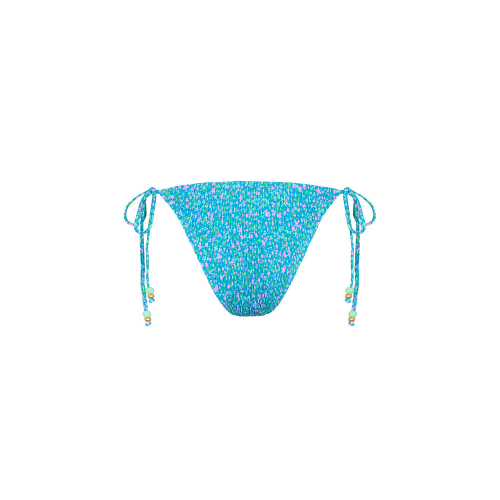 Shirred Dipped Cheeky Tie Bikini Bottom - Ocean Kisses