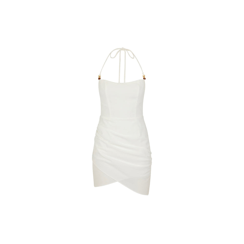 Ruched Side Mini Dress - Whipped White