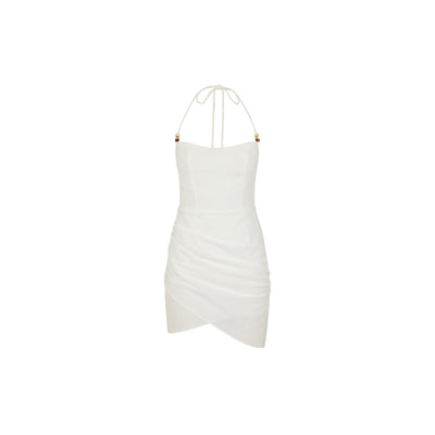 Ruched Side Mini Dress - Whipped White