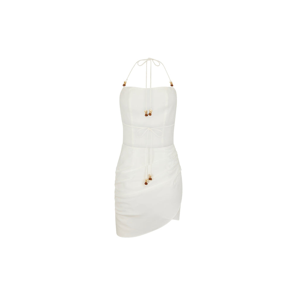 Ruched Side Mini Dress - Whipped White