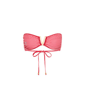 Mega V Strapless Tie Bikini Top - Strawberry Siesta