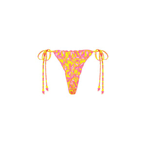 Lettuce Edge Thong Tie Bikini Bottom - Sherbet Skies