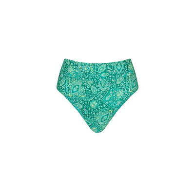 High Hip Cheeky Bikini Bottom - Emerald Aura