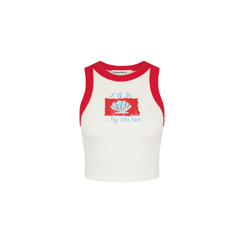 Printed Crop Bind Tank - Sugar Spritz