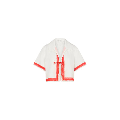 Short Sleeve Tie Up Shirt - Cherry Glaze