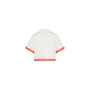 Short Sleeve Tie Up Shirt - Cherry Glaze