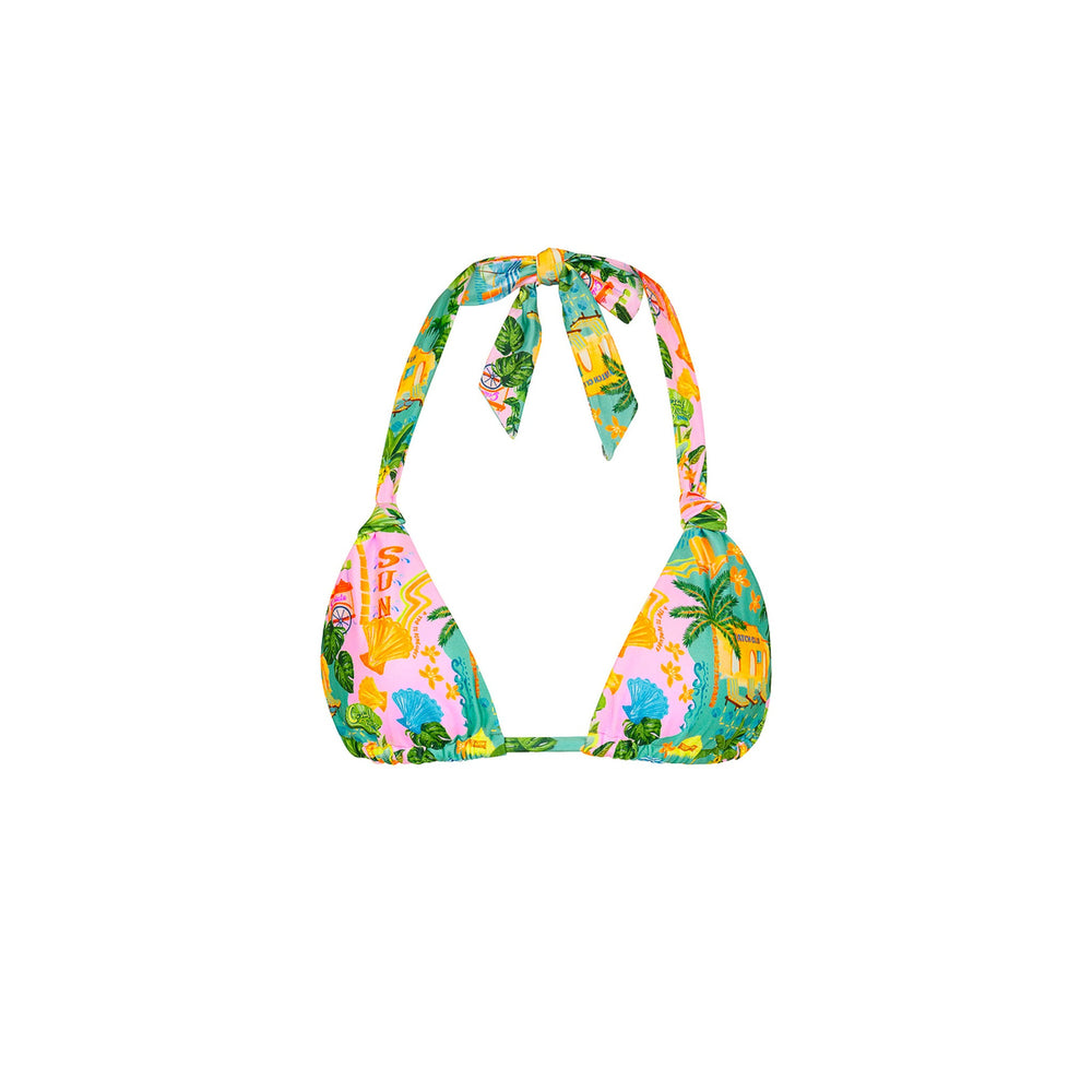 Soft Knot Halter Bikini Top - Sunlit Spritz
