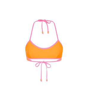 Bind Halter Crop Bikini Top - Peach Pop