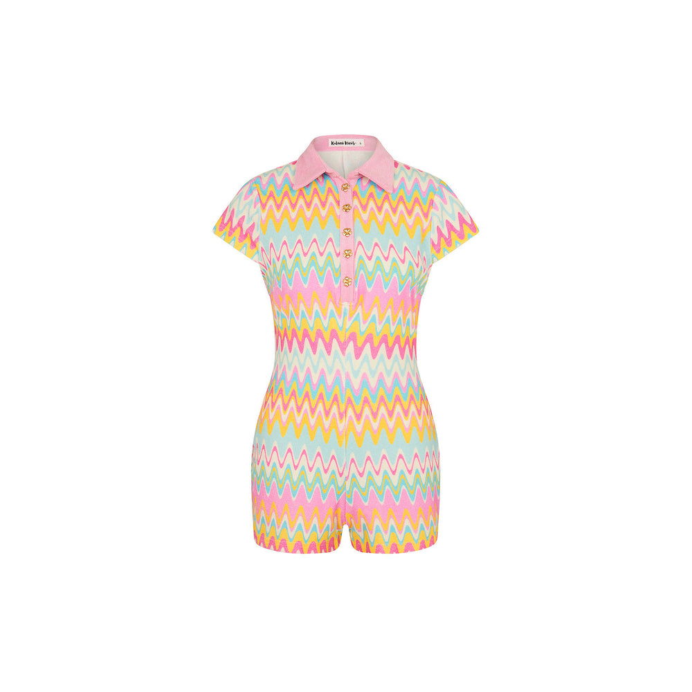 Terry Towelling Playsuit - Sunset Wave