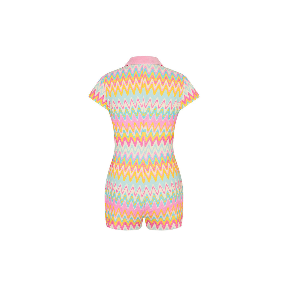 Terry Towelling Playsuit - Sunset Wave