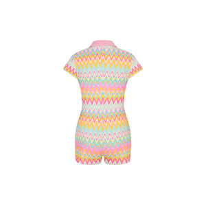 Terry Towelling Playsuit - Sunset Wave