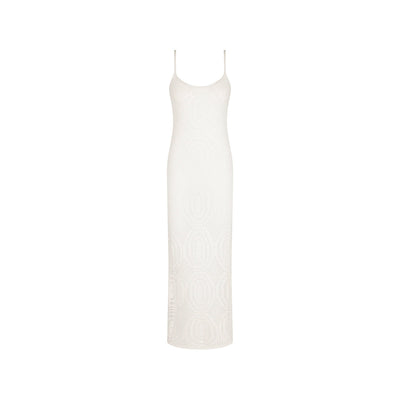 Crochet Lace Knit Maxi Dress - Whipped White