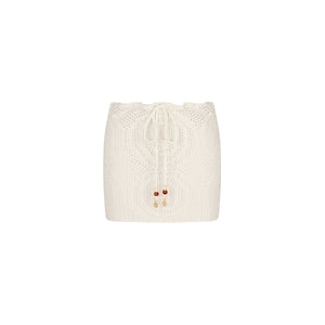 Crochet Lace Knit Mini Skirt - Whipped White