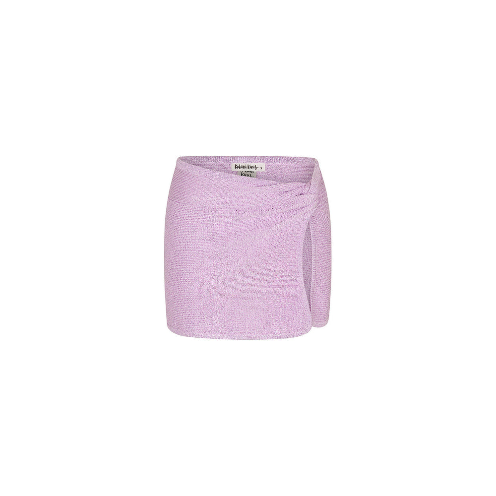 Mini Twist Knit Sarong Skirt - Lilac Glimmer