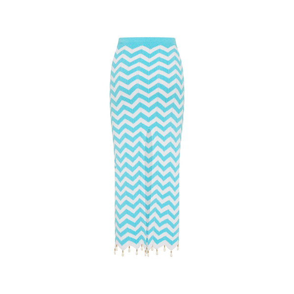 Chevron Knit Midi Skirt - Crystal Cove