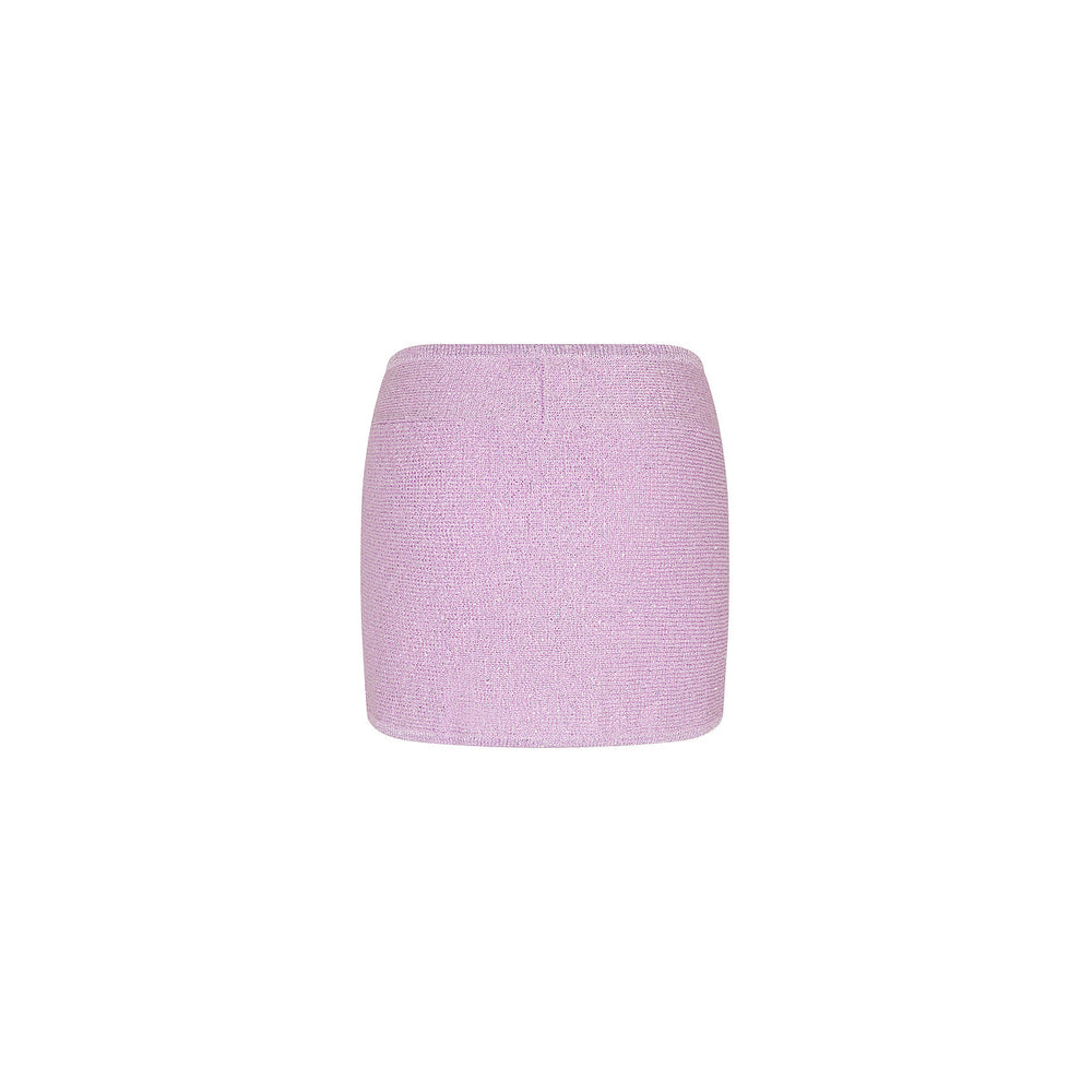 Mini Twist Knit Sarong Skirt - Lilac Glimmer