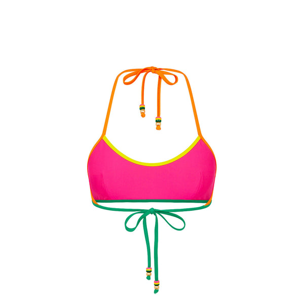 Bind Halter Crop Bikini Top - Passionfruit Punch