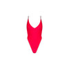 Plunge Cross Back One Piece - Cherry Cola