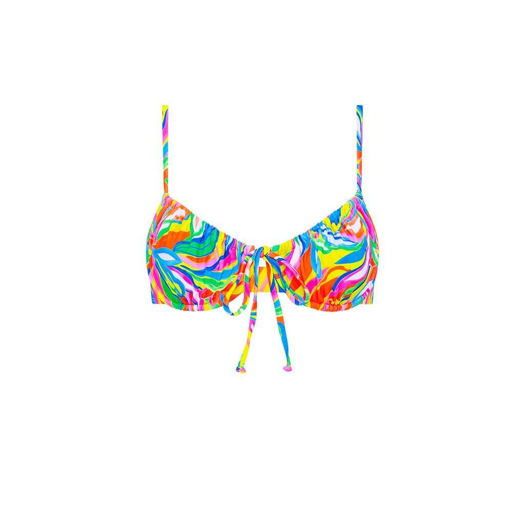 Ruched Underwire Bra Bikini Top - Tropical Illusion