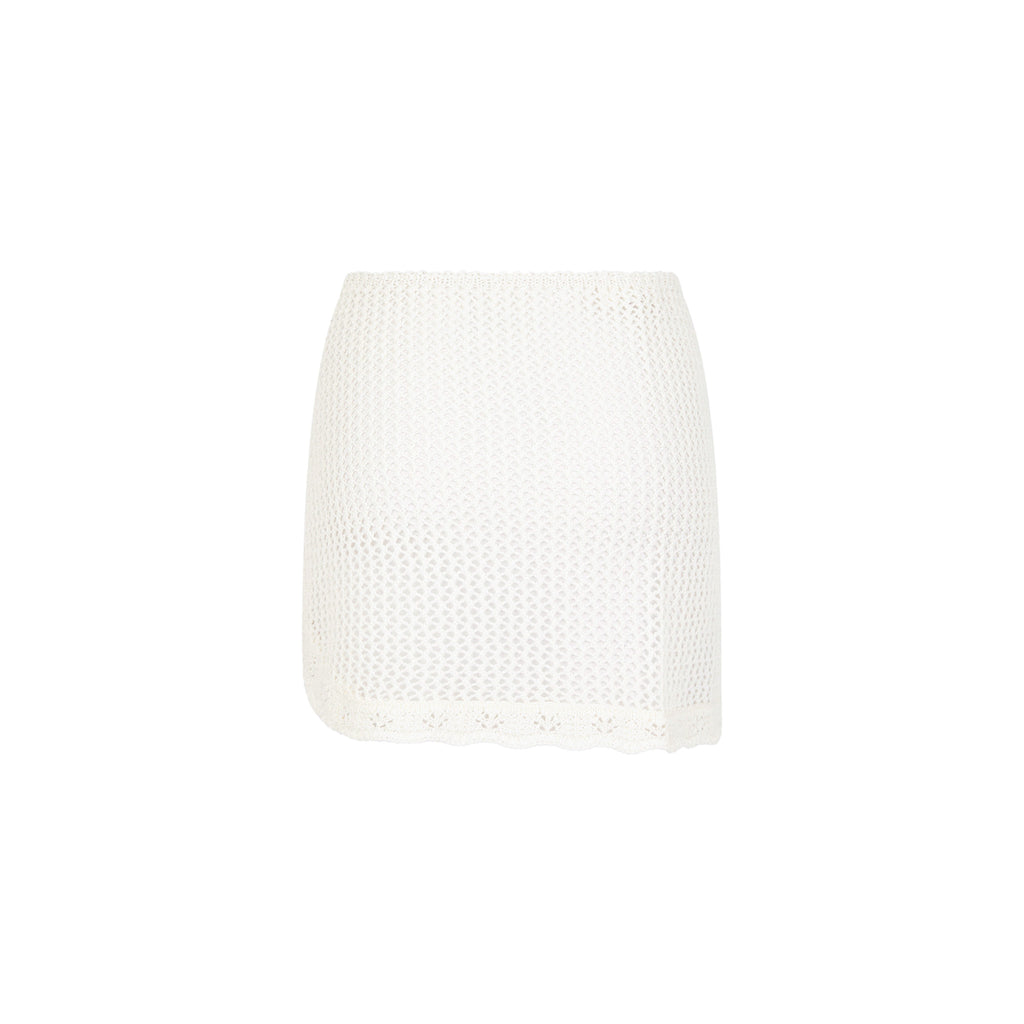 Crochet Knit Mini Sarong - Ivory