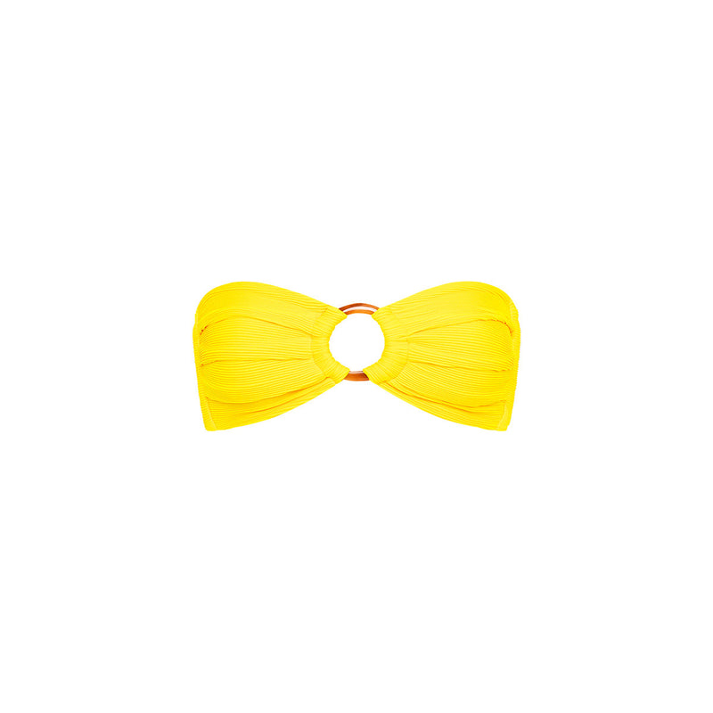 Strapless Bandeau Bikini Top - Sunshine Yellow Ribbed