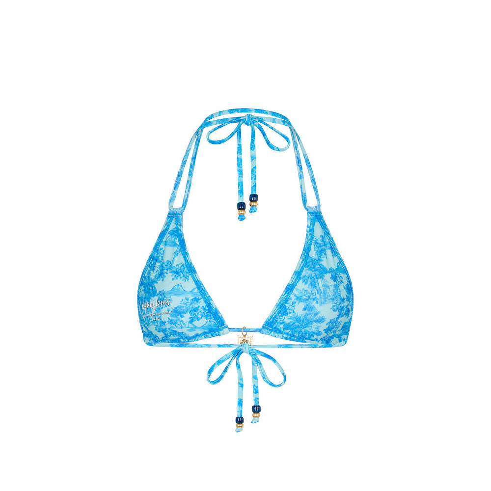 Simple Strap Halter Bikini Top - Ocean Paradise