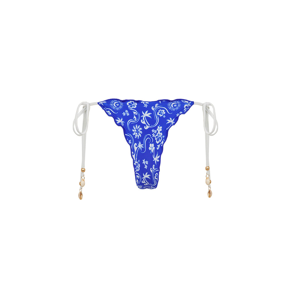 Lettuce Edge Thong Tie Bikini Bottom - Surfside