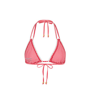 Scallop Crochet Halter Bikini Top - Strawberry Siesta