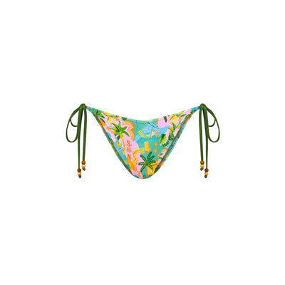 Dipped Cheeky Tie Bikini Bottom - Sunlit Spritz