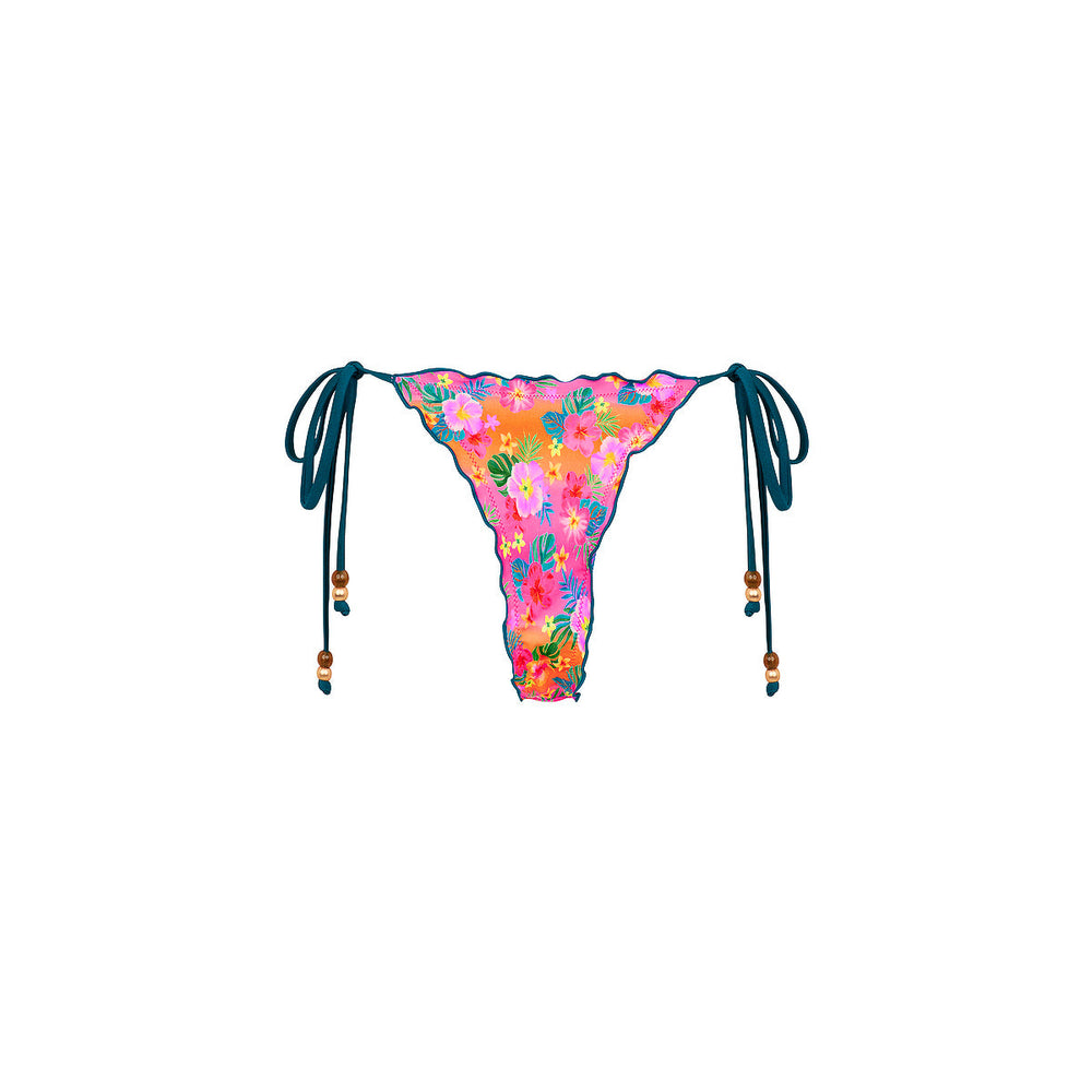 Lettuce Edge Thong Tie Bikini Bottom - Summer Glow