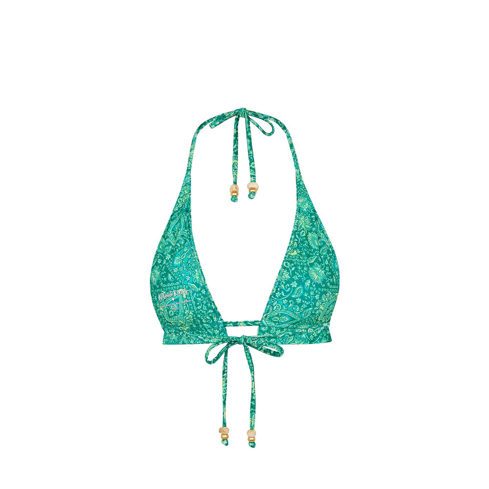 Frill Halter Bralette Bikini Top - Emerald Aura