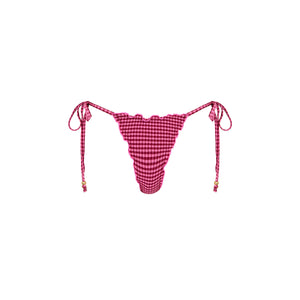 Lettuce Edge Thong Tie Bikini Bottom - Cherry Kiss