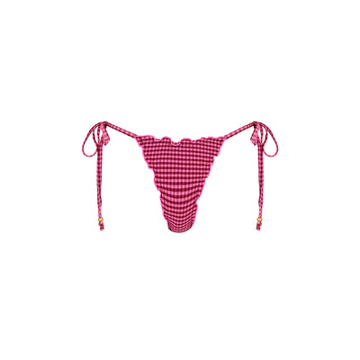 Lettuce Edge Thong Tie Bikini Bottom - Cherry Kiss