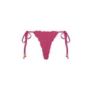 Lettuce Edge Thong Tie Bikini Bottom - Cherry Kiss