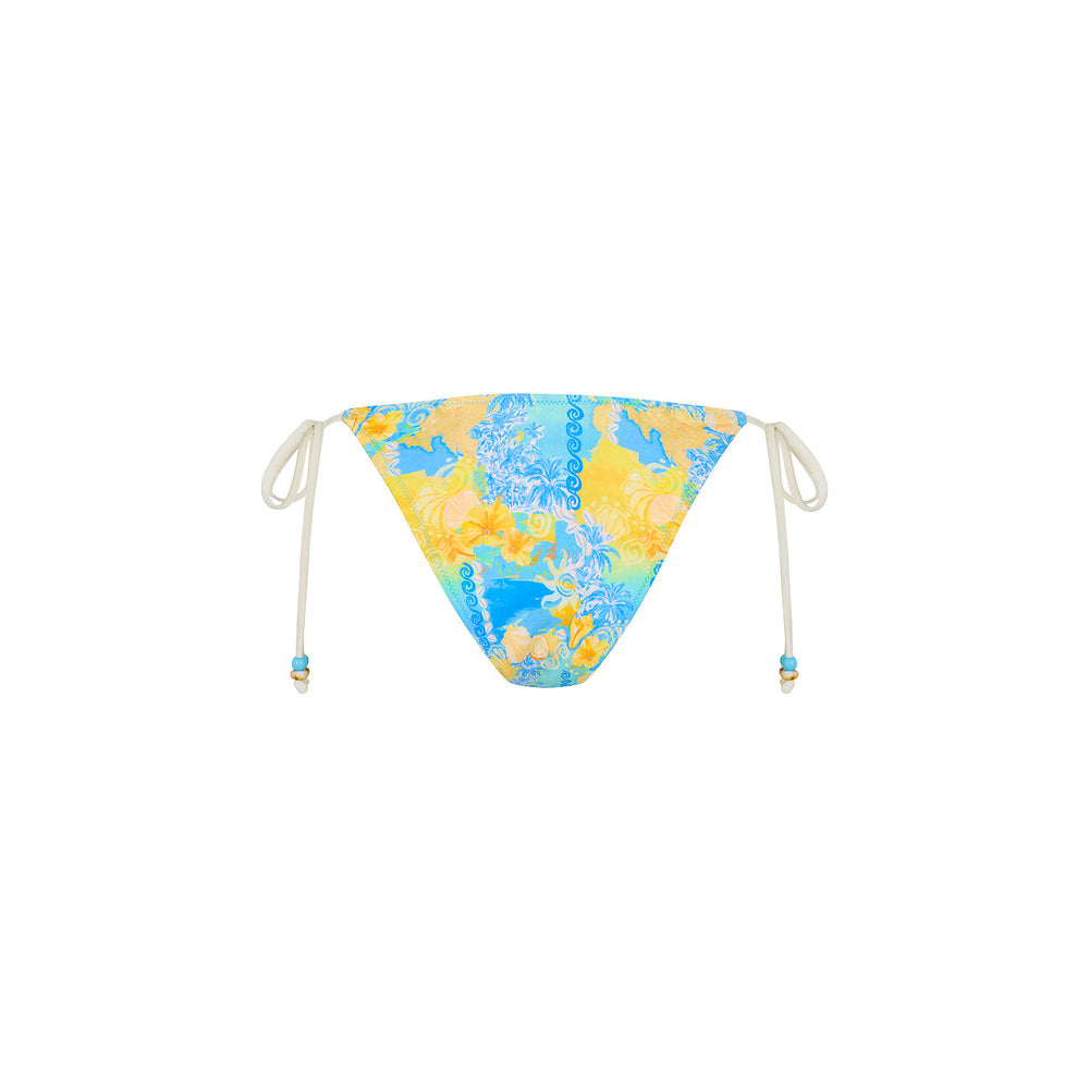 Dipped Cheeky Tie Bikini Bottom - Limoncello Lagoon