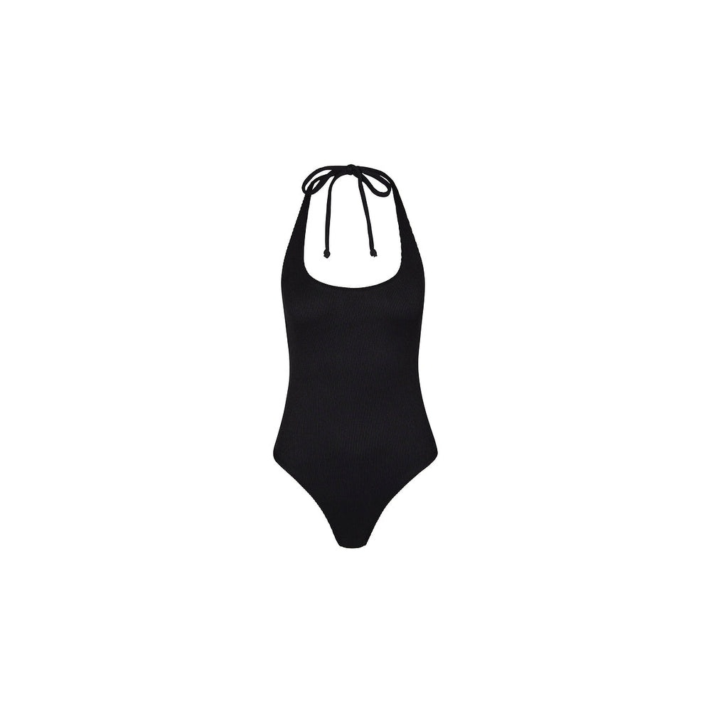 Scoop Halter Cheeky One Piece - Pitch Black