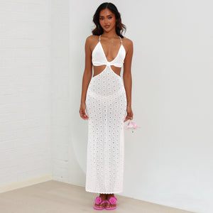 Seaside Knit Maxi Dress - Whipped White