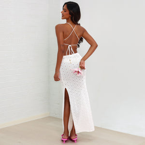 Seaside Knit Maxi Dress - Whipped White