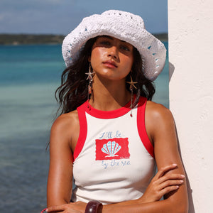 Straw Crochet Bucket Hat - Whipped White