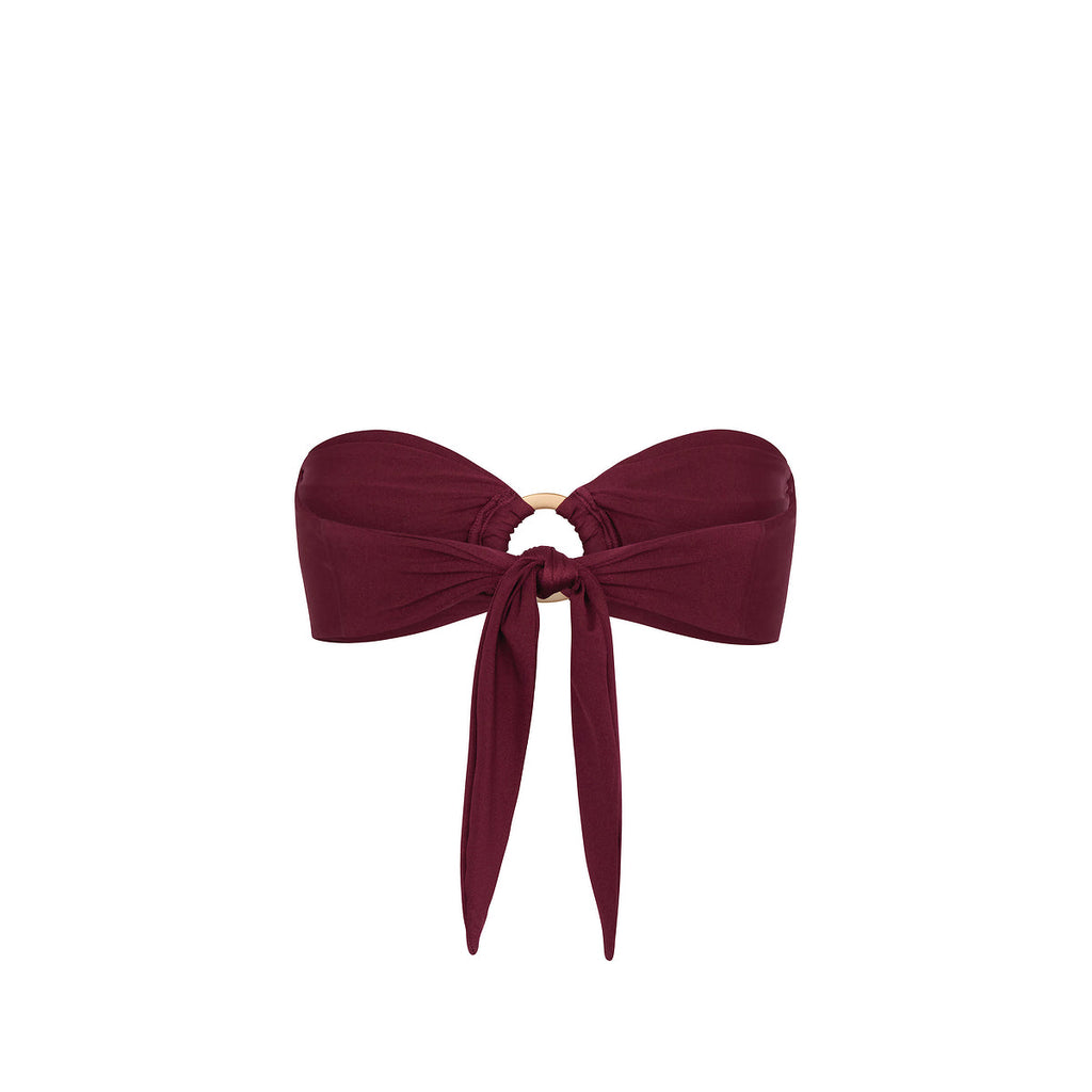 Strapless Bandeau Bikini Top - Sangria