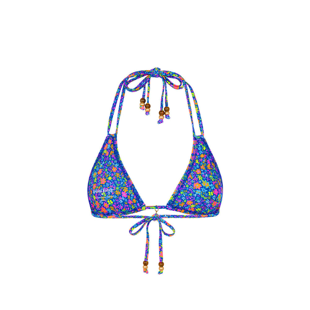 Halter Bralette Bikini Top - Electric Bloom