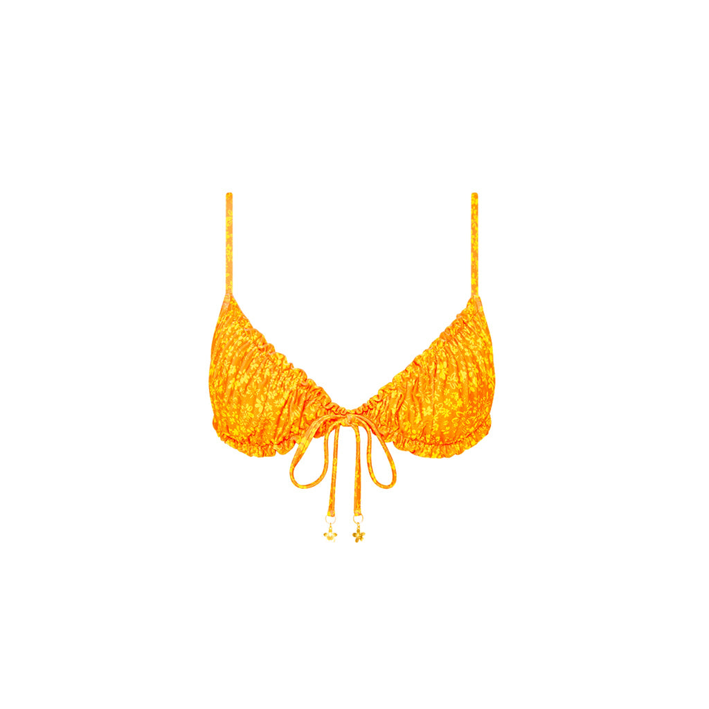 Ruched Bow Bralette Bikini Top - Sunset Moments