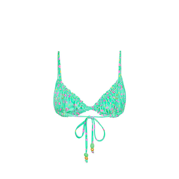 Ruched Bow Bralette Bikini Top - Mint Macaron