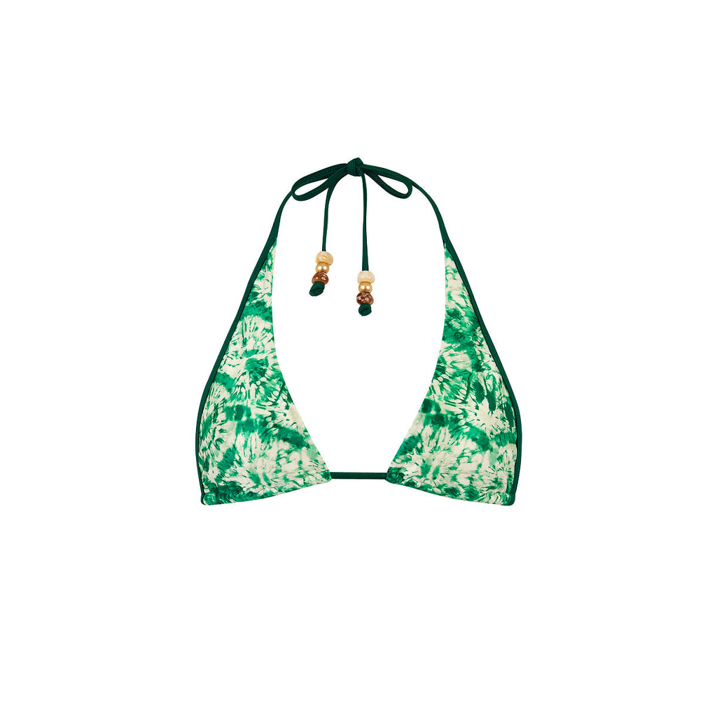 Bind Tie Halter Bikini Top - Emerald Tides