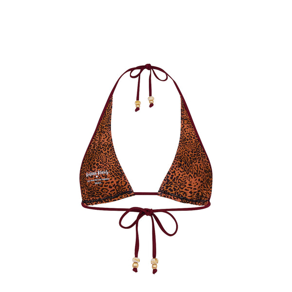 Bind Tie Halter Bikini Top - Wild Rose