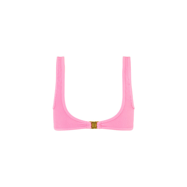 Bind Slim Scoop Bikini Top - Taffy Pink Ribbed