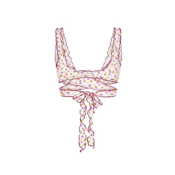 Lettuce Edge Wrap Bikini Top - Rosie Posie